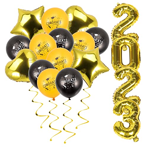 ZUNOXAZ Dekoratives Teiliges Ballon zum Schulabschluss Schwarz Gold Folienballons mit Stern und Herzmotiven Party Dekoration für Abiturfeier Innen und Außenbereich Geeignet ZUNOXAZ Dekoratives Teiliges Ballon zum Schulabschluss Schwarz Gold Folienballons mit Stern und Herzmotiven Party Dekoration für Abiturfeier Innen und Außenbereich Geeignet von ZUNOXAZ