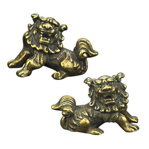 ZUNOXAZ Feng Shui Löwenfigur aus Massivem Messing Chinesische Tischdekoration Handgefertigte Desktop verzierung für Wohlstand und Glück im Haus Geschenkidee für Freunde und Familie von ZUNOXAZ