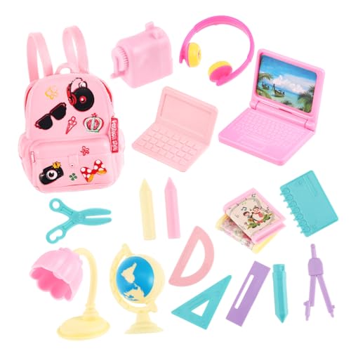 ZUNOXAZ Miniatur Schulranzen Puppenhaus Zubehör Teiliges Kunststoff Mini Schreibwaren für Mädchen Puppen DIY Deko Leicht Robust Detailgetreu Zufällige Farbe Zufällige Farbe von ZUNOXAZ