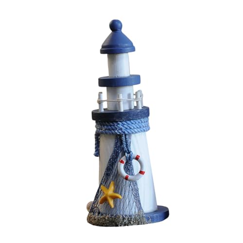 ZUNOXAZ Nautischer Holz Leuchtturm Nautische Dekoration Mediterraner Stil für Wohnzimmer Badezimmer Kinderzimmer in Marineblau von ZUNOXAZ
