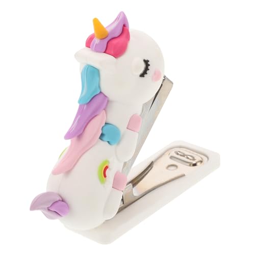 ZUNOXAZ Niedlicher Mini handhefter Einhorn mit Edelstahl Stabiles Bürogerät für Schule und Zuhause Tragbarer Hefter mit Automatischem Rücklauf Kraftvolles Heften ohne Mühe von ZUNOXAZ