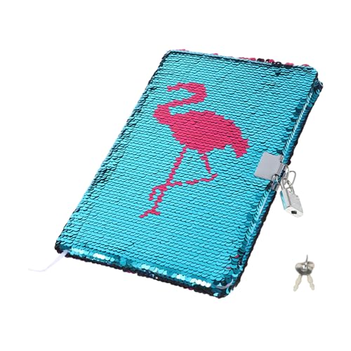 ZUNOXAZ Notizbuch mit Schloss und Wendepailletten Stabiles Arbeitsjournal für Büro und Schule Dicke mit Kartenfächern Stilvolles Flamingo Design Sicheres Tagebuch und Notizblock von ZUNOXAZ