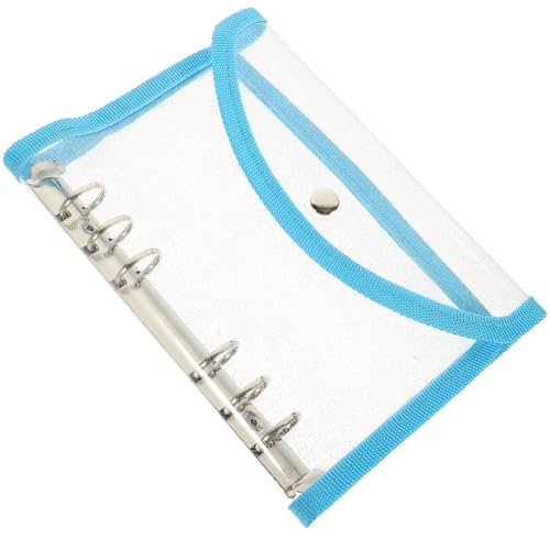 ZUNOXAZ PVC Notizbuch Hülle mit Blauem Glitzer kantenschutz Langlebige PVC Ringbuch Abdeckung mit Sicherem Verschluss Transparentes Scrapbook Cover Stabiler Heftumschlag für Lose für Büro von ZUNOXAZ