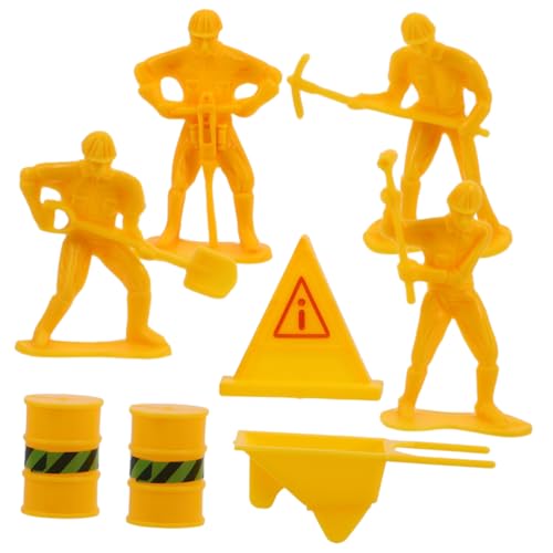 ZUNOXAZ Realistische Miniatur Bauarbeiter Figuren Teiliges aus Kunststoff für Kuchendekoration Baustellen Szenerie Roadblock Designs Einfach zu Platzieren Sicher und Langlebig für von ZUNOXAZ