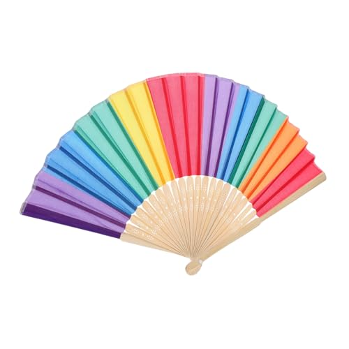 ZUNOXAZ Regenbogen Faltfächer Handfächer Bunter Leichter Tragbarer Fächer mit Chinesischem Bambusrahmen für Pride Events Gay Weddings und Farbenfrohe Partydekorationen von ZUNOXAZ