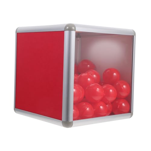 ZUNOXAZ Rote Aluminium losbox mit Bällen Durchsichtige Spenden Abstimmungsbox für Wohltätigkeitsveranstaltungen Vielseitige Raffle Ticket Container für Fundraising und Partyspiele von ZUNOXAZ