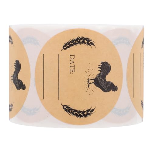 ZUNOXAZ Runde Kraftpapier Eierkarton Aufkleber Frische Ei Verpackungsetiketten Bauernmarkt Aufkleber für Hühnereier Karton Verpackung Langlebig und Einfach zu Identifizieren von ZUNOXAZ