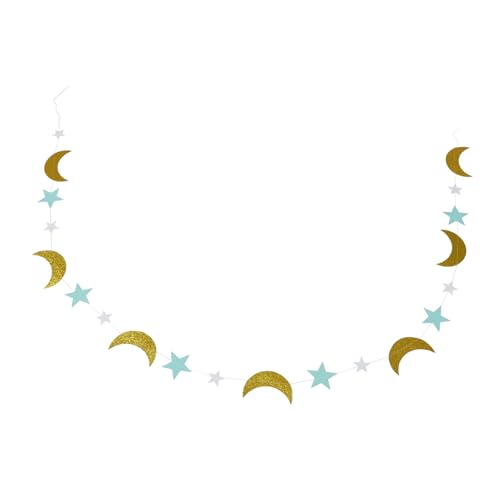 ZUNOXAZ Sternen Mond Papierbanner Hängedekoration für Hochzeiten Partys Babypartys und Kinderzimmer Einfache Montage Charmantes Design Blaue Farbkombination von ZUNOXAZ