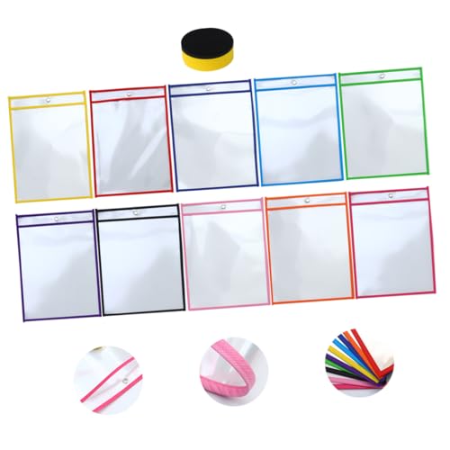 ZUNOXAZ Transparente Wiederverwendbare Pet Dry Erase File Pockets mit Boardwischer Beidseitig Durchsichtig Verschleißfest für Üben von Schreiben und Lernvorlagen von ZUNOXAZ