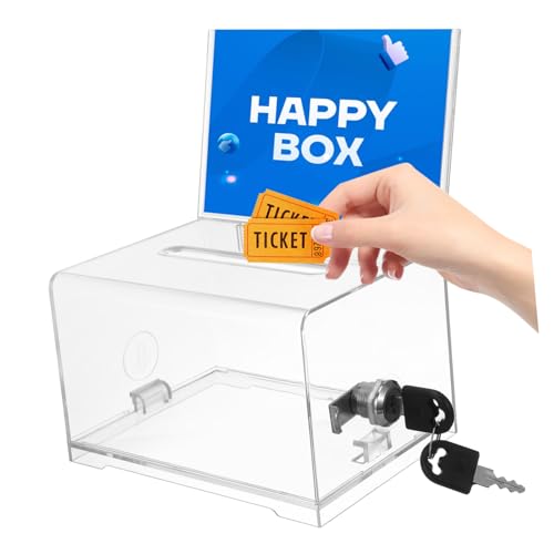 ZUNOXAZ Vorschlagsbox aus Acryl Spendenbox für Fundraising Gewinnspiele und Ideen Abschließbar und Langlebig für Messen und Veranstaltungen von ZUNOXAZ