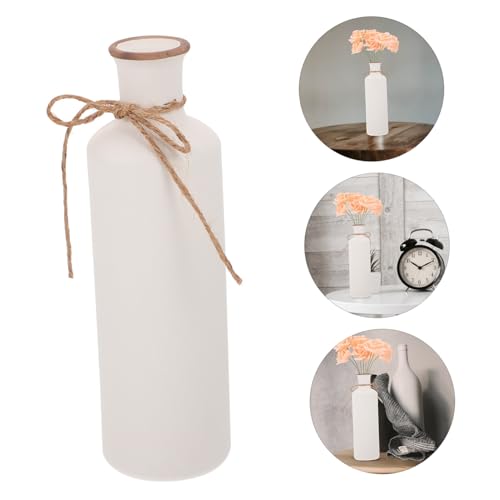 ZUNOXAZ Weiße Keramikvase Groß Rund mit Natürlichem Hanfseil Dekorative Blumenvase für Tischdeko Stabiler Keramik blumenbehälter Multifunktionale Duftöl diffusor Vase für Wohnraum von ZUNOXAZ