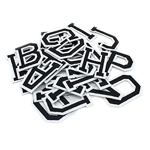 Buchstaben zum Aufbügeln für Kleidung, 104 Stück Aufbügler für Kleidung, 4 Sets Buchstaben-Aufnäher für Kleidung, 4,1 x 5,1 cm (schwarz) von ZUNTENG
