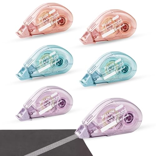 6 Stück Kleberoller, Kleberoller Doppelseitig, Doppelseitiges Klebeband Basteln, Fotokleber Doppelseitig Selbstklebend Kleberoller für Scrapbook, Fotos, Basteln, Sammelalbum, 6mm x 6m von ZUOQIANG