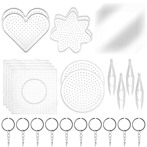ZUQIAN 20 Stück 4 Form Sicherungsperlen, Stecktafeln, 5 mm Sicherungsperlen-Boards Große Klare Stecktafeln mit 10 Bügelpapier und 4 Perlen Pinzette, 10 Schlüsselanhänger für DIY Kunst und Handwerk ZUQIAN 20 Stück 4 Form Sicherungsperlen, Stecktafeln, 5 mm Sicherungsperlen-Boards Große Klare Stecktafeln mit 10 Bügelpapier und 4 Perlen Pinzette, 10 Schlüsselanhänger für DIY Kunst und Handwerk von ZUQIAN