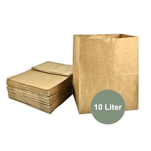 ZURAS® - 50 Stück Papiermülltüten 10l Biomüllbeutel für Biotonne aus Papier nassfeste & reißfeste Papiertüten von ZURAS
