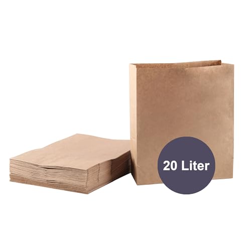 ZURAS - 50 Stück Papiermülltüten 20l Biomüllbeutel für Biotonne aus Papier nassfeste & reißfeste Papiertüten von ZURAS