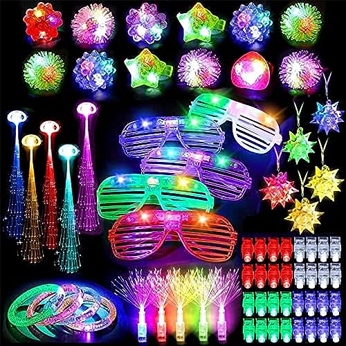 Im Dunkeln leuchtendes Partyzubehör, Glow Halskette & Ringe Partygeschenke Dekorationen, 80-teiliges, im Dunkeln leuchtendes LED-Spielzeugset für nächtliche Aktivitäten, Abschlussball, Karneval Zurego von ZUREGO