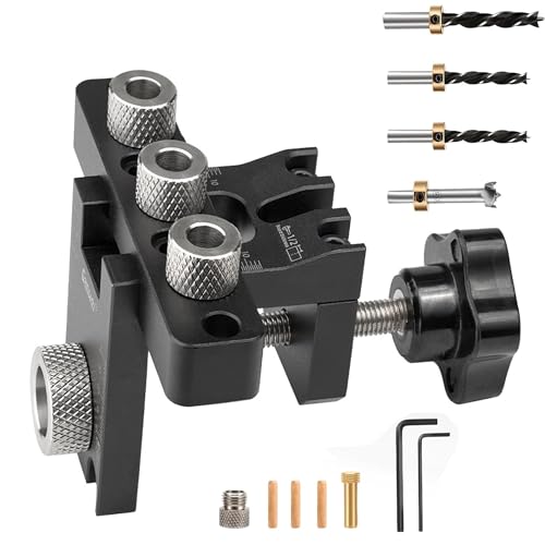 3-in-1 die Bohrschablone Möbelbau,Dübellöcher 8/10/15mm Holzdübel Bohrschablone mit Positionierungsclip Einstellbare Bohrführung Stanzer-Locator Tischlerwerkzeuge 3-in-1 die Bohrschablone Möbelbau,Dübellöcher 8/10/15mm Holzdübel Bohrschablone mit Positionierungsclip Einstellbare Bohrführung Stanzer-Locator Tischlerwerkzeuge von ZUSKYZU