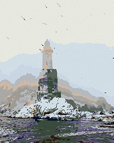 Malen nach Zahlen - LEUCHTTURM IM NEBEL 80x100 cm ohne Keilrahmen Malen nach Zahlen - LEUCHTTURM IM NEBEL 80x100 cm ohne Keilrahmen von ZUTY