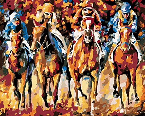Malen nach Zahlen - PFERDERENNEN 80x100 cm ohne Keilrahmen Malen nach Zahlen - PFERDERENNEN 80x100 cm ohne Keilrahmen von ZUTY