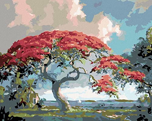 ZUTY 1340230, Malen nach Zahlen-ROTER Bonsai 40x50 cm ohne Keilrahmen, not Framed von ZUTY