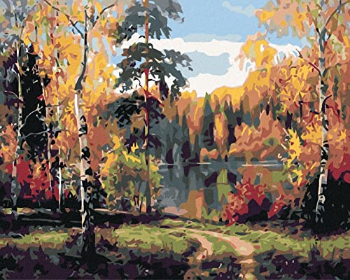 ZUTY 2299241, Malen nach Zahlen-HERBSTSEE 40x50 cm mit Keilrahmen (bereits gespannt) von ZUTY