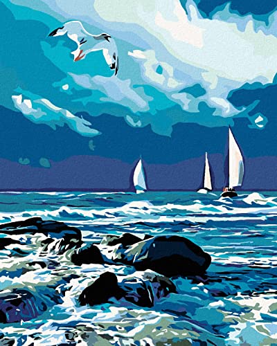 ZUTY 637222, Malen nach Zahlen-SEGELBOOT AUF Meer UND Fliegende MÖWE 80x100 cm ohne Keilrahmen, not Framed ZUTY 637222, Malen nach Zahlen-SEGELBOOT AUF Meer UND Fliegende MÖWE 80x100 cm ohne Keilrahmen, not Framed von ZUTY