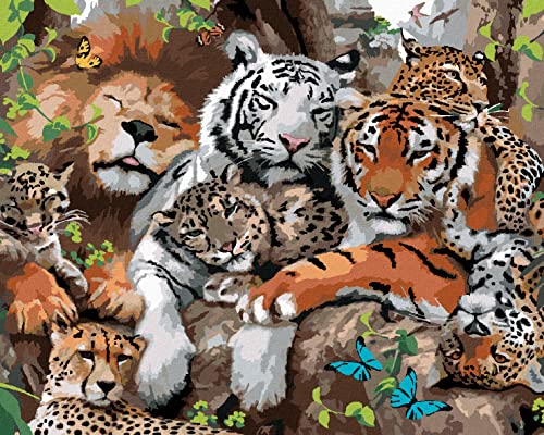 ZUTY - Malen nach Zahlen - LÖWE, TIGER UND ANDERE RAUBKATZEN (HOWARD ROBINSON), 40x50 cm mit Keilrahmen (bereits gespannt) von ZUTY