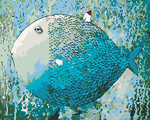 Zuty 9873190, Malen nach Zahlen-Blauer Fisch 40x50 cm ohne Keilrahmen von ZUTY