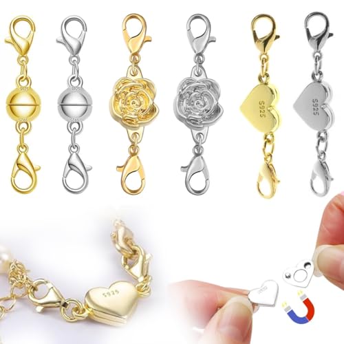 ZUWIJEQ 6 Pcs Kettenverschluss, Extra starker Magnetverschluss für Armband & Kette, Verschluss Kette mit Herzdesign, Ideal für DIY Schmuck, Ketten Halskette Armband Jewellery Making Accessories ZUWIJEQ 6 Pcs Kettenverschluss, Extra starker Magnetverschluss für Armband & Kette, Verschluss Kette mit Herzdesign, Ideal für DIY Schmuck, Ketten Halskette Armband Jewellery Making Accessories von ZUWIJEQ