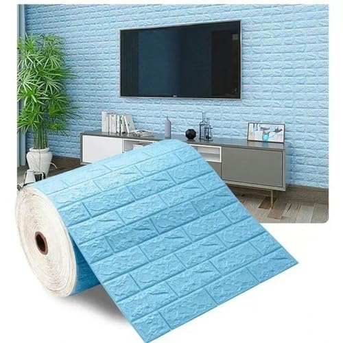 70 cm * 1/3/10 m 3D selbstklebende Tapete durchgehend wasserdicht Ziegel Wandaufkleber Wohnzimmer Schlafzimmer Kinderzimmer Wohnkultur-Blau-70CMX10Meter 70 cm * 1/3/10 m 3D selbstklebende Tapete durchgehend wasserdicht Ziegel Wandaufkleber Wohnzimmer Schlafzimmer Kinderzimmer Wohnkultur-Blau-70CMX10Meter von ZUYCML