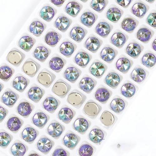 Flache, runde Glas-Strasssteine zur Kleiderdekoration, klare Kristallsteine zum Aufnähen für Handarbeiten, hell, 12 mm, 40 Stück von ZUYCML