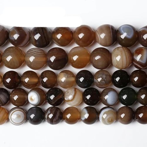 Naturstein gestreifte runde lose Perlen 15" Strang 4 6 8 10 12 MM für Schmuckherstellung DIY-Braun gestreift -4mm 88 Stück Perlen von ZUYCML