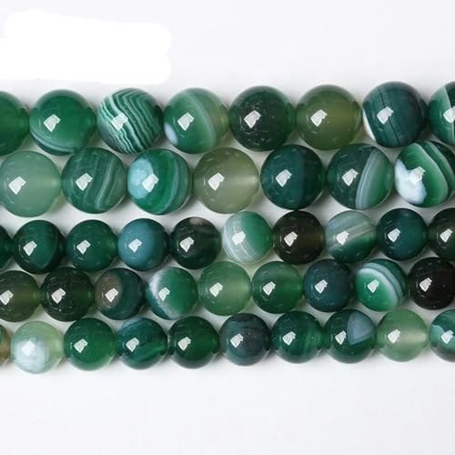 Naturstein gestreifte runde lose Perlen 15" Strang 4 6 8 10 12 MM für Schmuckherstellung DIY-Grün gestreift -8mm 46 Stück Perlen von ZUYCML