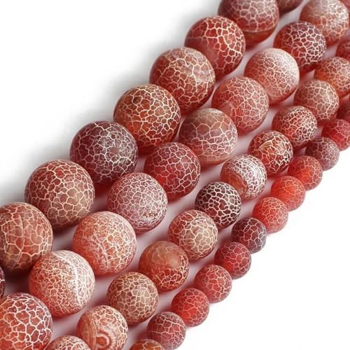 Rote Korallen-Jade-Perlen, Naturstein, rund, lose Mineralperlen für Schmuckherstellung, DIY, handgefertigtes Armband, 38,1 cm, Frost-Achat, 4 mm, ca. 91 Stück von ZUYCML