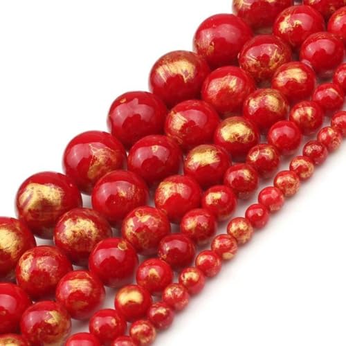 Rote Korallen-Jade-Perlen, Naturstein, rund, lose Mineralperlen für Schmuckherstellung, DIY, handgefertigtes Armband, 38,1 cm, Lapislazuli-Jade, 10 mm, ca. 36 Stück Rote Korallen-Jade-Perlen, Naturstein, rund, lose Mineralperlen für Schmuckherstellung, DIY, handgefertigtes Armband, 38,1 cm, Lapislazuli-Jade, 10 mm, ca. 36 Stück von ZUYCML