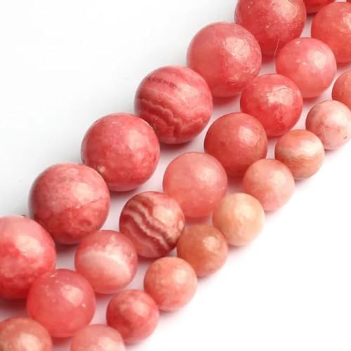 Rote Korallen-Jade-Perlen, Naturstein, rund, lose Mineralperlen für Schmuckherstellung, DIY, handgefertigtes Armband, 38,1 cm, Rondonit, 8 mm, ca. 46 Stück von ZUYCML