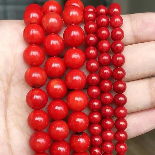 Rote Korallen-Jade-Perlen aus Naturstein, rund, lose Mineralperlen für Schmuckherstellung, DIY, handgefertigtes Armband, 38,1 cm, rote Koralle, 4 mm, ca. 91 Stück Rote Korallen-Jade-Perlen aus Naturstein, rund, lose Mineralperlen für Schmuckherstellung, DIY, handgefertigtes Armband, 38,1 cm, rote Koralle, 4 mm, ca. 91 Stück von ZUYCML