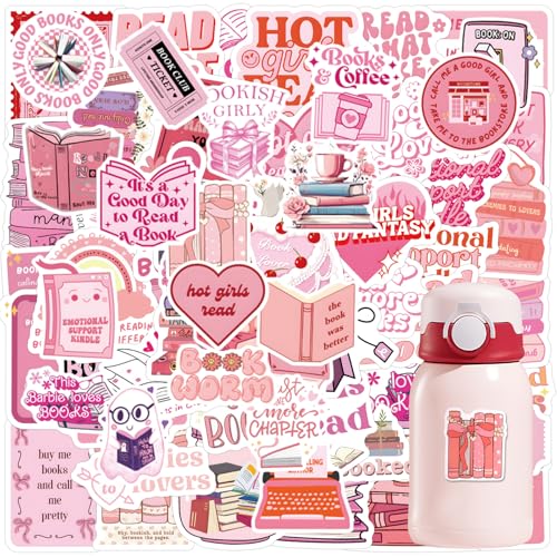 120 Stück Bookish Aufkleber Set, Wasserfeste Rosa Buch Sticker Ästhetische Aufkleber Aesthetic Stickers für Laptop Scrapbook Wasserflaschen Skateboard Koffer DIY Art Crafts 120 Stück Bookish Aufkleber Set, Wasserfeste Rosa Buch Sticker Ästhetische Aufkleber Aesthetic Stickers für Laptop Scrapbook Wasserflaschen Skateboard Koffer DIY Art Crafts von ZUYIST