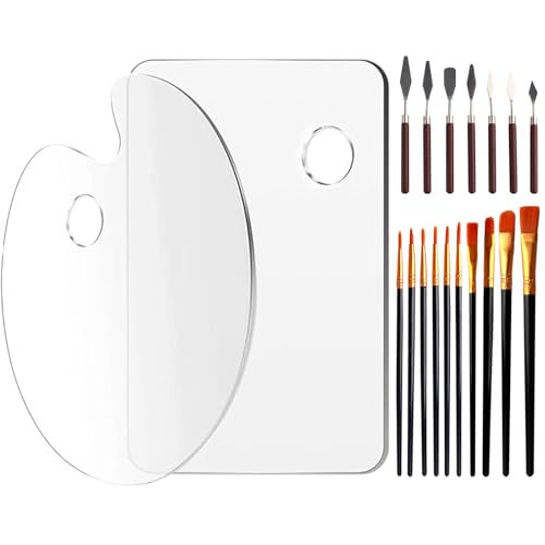 19 Stück Malzubehör, 2 Stücke Mischpalette und 7 Stück Palettenmesser Set und 10 Stück Pinselset Acrylfarben, Acryl Pinsel Set für Ölgemälde Felsmalerei Gouache DIY Kunstmalerei 19 Stück Malzubehör, 2 Stücke Mischpalette und 7 Stück Palettenmesser Set und 10 Stück Pinselset Acrylfarben, Acryl Pinsel Set für Ölgemälde Felsmalerei Gouache DIY Kunstmalerei von ZUYIST