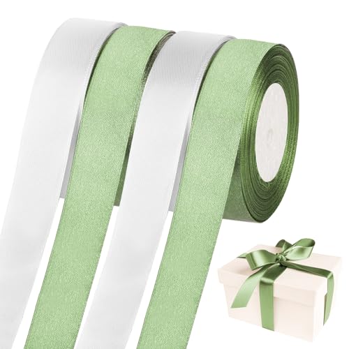 22mx20mm Satinband, 4Rolls Geschenkband Breit Weiß Grün Schleifenband Dekoration Bänder, Geburtstag für Taufe Geburtstag Dekoband DIY Handwerk Geschenkverpackung 22mx20mm Satinband, 4Rolls Geschenkband Breit Weiß Grün Schleifenband Dekoration Bänder, Geburtstag für Taufe Geburtstag Dekoband DIY Handwerk Geschenkverpackung von ZUYIST