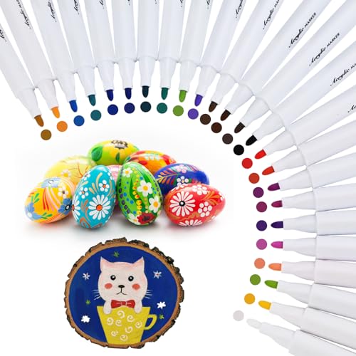 ZUYIST 24 Farben Acrylstifte für Steine Wasserfest, Graffiti Stifte Keramik Bemalen Set Gleichmäßiger Tintenausstoß Acrylmarker für Holz, Glas, Leinwand, Papier, Keramik, Ostereier, Deko, DIY ZUYIST 24 Farben Acrylstifte für Steine Wasserfest, Graffiti Stifte Keramik Bemalen Set Gleichmäßiger Tintenausstoß Acrylmarker für Holz, Glas, Leinwand, Papier, Keramik, Ostereier, Deko, DIY von ZUYIST