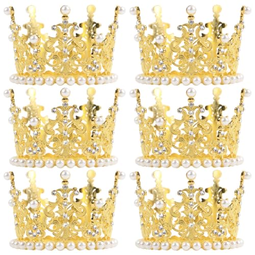 ZUYYON Mini-Kronen-Kuchendekoration, kleine Tiara, Kuchendekoration, Perlen, Kristall, Vintage-Krone, Blumenstrauß, Krone, Cupcake-Dekoration für Hochzeit, Geburtstag, Babyparty, goldfarben, 6 Stück ZUYYON Mini-Kronen-Kuchendekoration, kleine Tiara, Kuchendekoration, Perlen, Kristall, Vintage-Krone, Blumenstrauß, Krone, Cupcake-Dekoration für Hochzeit, Geburtstag, Babyparty, goldfarben, 6 Stück von ZUYYON