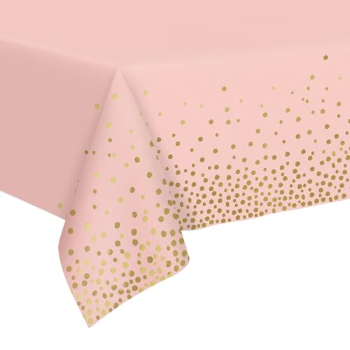 Party Tischdecken, Einweg-Tischdecke Rosa mit Gold Gepunktete Gartentischdecken 3 STK. Rechteckig Tischtuch 274 x 137cm Tischdeko für Cocktailpartys, Geburtstag, Hochzeiten, Abschlussfeiern Party Tischdecken, Einweg-Tischdecke Rosa mit Gold Gepunktete Gartentischdecken 3 STK. Rechteckig Tischtuch 274 x 137cm Tischdeko für Cocktailpartys, Geburtstag, Hochzeiten, Abschlussfeiern von ZVK
