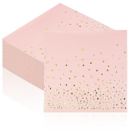 Rosa Servietten, Goldfolie Party Papierservietten 80 Stück Abendessen-Servietten 33x33cm Cocktailservietten für Valentinstag, Brautparty, Hochzeitsfeier, Mädelsparty, Geburtstag Rosa Servietten, Goldfolie Party Papierservietten 80 Stück Abendessen-Servietten 33x33cm Cocktailservietten für Valentinstag, Brautparty, Hochzeitsfeier, Mädelsparty, Geburtstag von ZVK