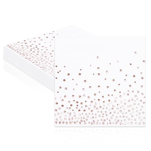 Servietten, Roséfolie Papierservietten 20 Stück Weiß 33 x 33cm Party Serviette für Hochzeit, Brautparty, Valentinstag, mädchen, Geburtstag Servietten, Roséfolie Papierservietten 20 Stück Weiß 33 x 33cm Party Serviette für Hochzeit, Brautparty, Valentinstag, mädchen, Geburtstag von ZVK