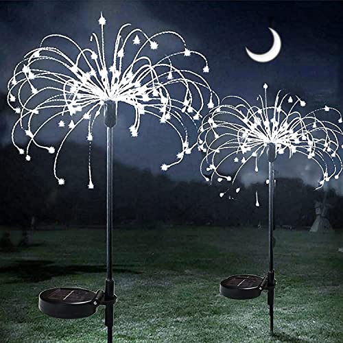 ZVO Solarlampe für Außen, 2 Stück 150 LED Solar Feuerwerk Licht Garten Deko, Solarleuchten Gartenstecker Pusteblume Gartenleuchten Wasserdichte für Garten Rasen Balkon Terrasse Deko (Weiß) von ZVO