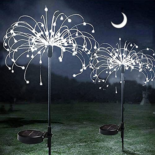 ZVO Solarlampe für Außen, 2 Stück 150 LED Solar Feuerwerk Licht Garten Deko, Solarleuchten Gartenstecker Pusteblume Gartenleuchten Wasserdichte für Garten Rasen Balkon Terrasse Deko (Weiß) von ZVO