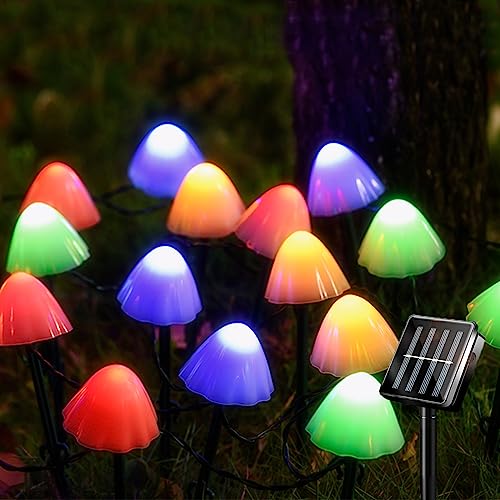 ZVO Solarlampen Lichterkette für Außen Garten, Solarleuchten Pilz Dekor Licht 12 LED Outdoor Pilzlampe, Solar Wasserdichte Landschaft Lampe für Outdoor Weg Terrasse Weihnachten Dekoration(Bunt) von ZVO