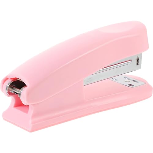 Bürobedarf-Hefter, kleiner Klassenzimmer-Schreibtisch, Metall-Desktop, rosa Hefter, kompakt Heftgerät(Pink) von ZWCSHUU